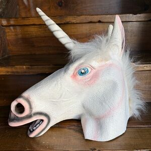 Unicorn Horse Head Mask Adult Cosplay Halloween Costume White Latex 2014